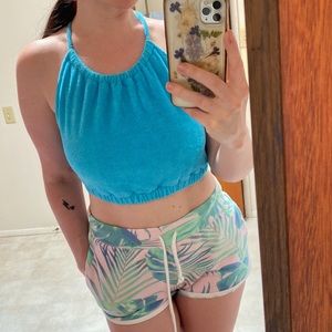 For Days • Open Back Sky Blue Terry Cloth Crop Top